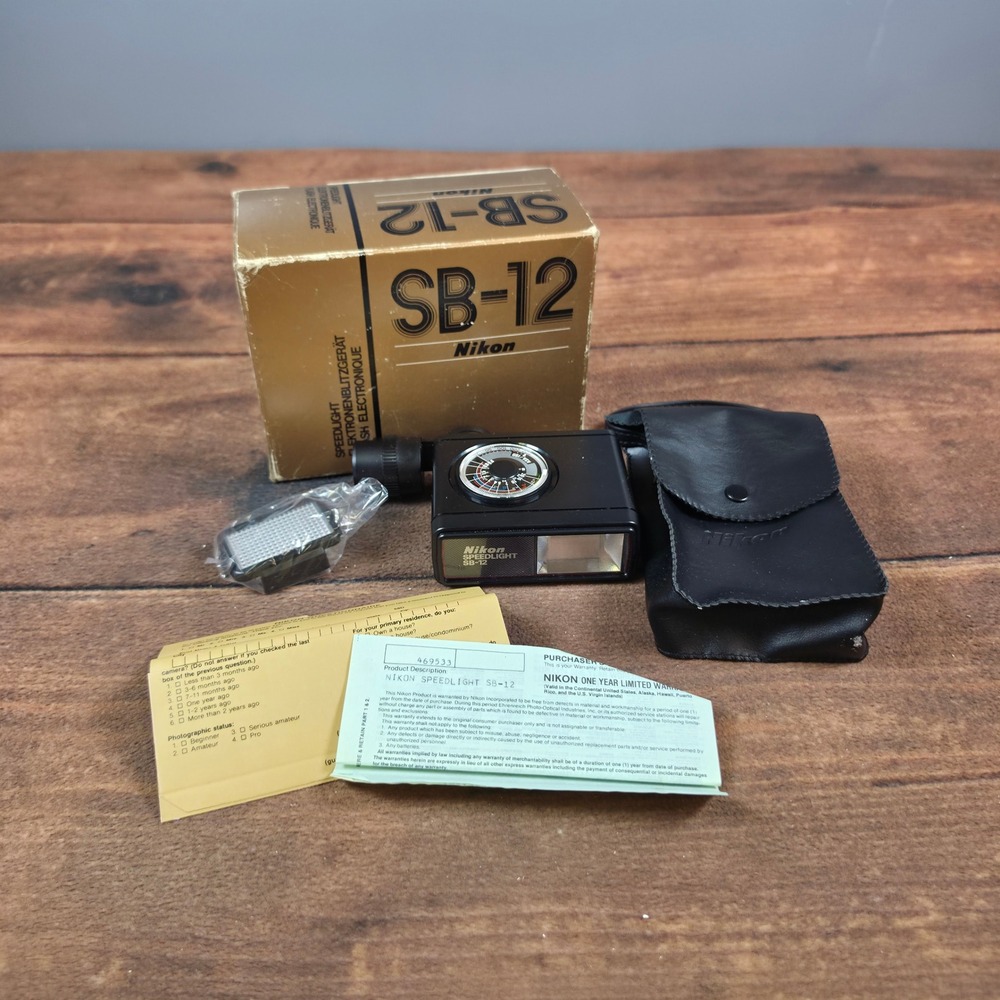 Nikon Speedlight SB-12 Flash F3 OS Black Good Vintage Shoe Mount Japan Boxed